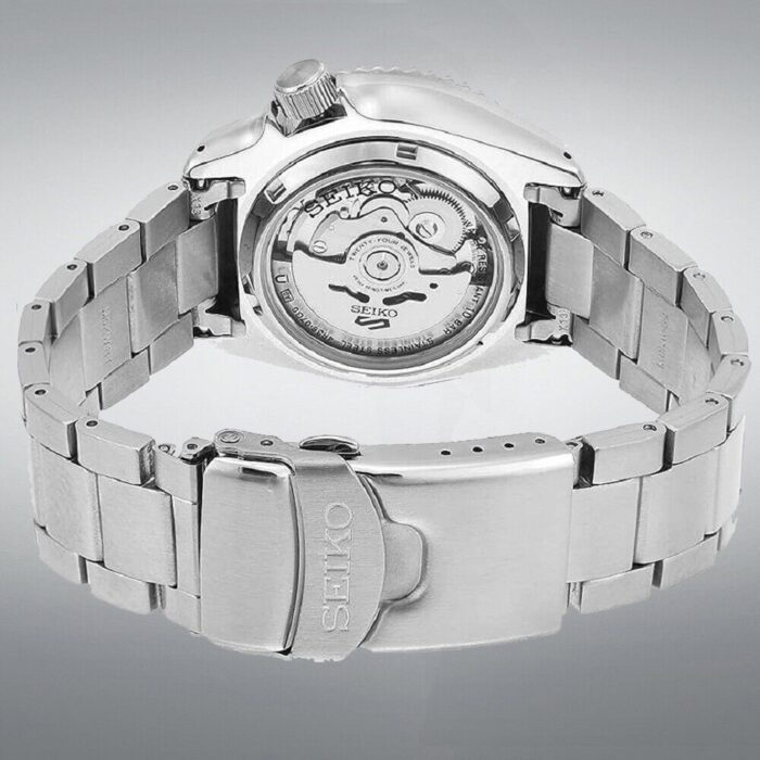 Seiko 5 Sports Double Hurricane Retro Orange Dial Silver Steel Strap Watch For Men - SRPK11K1 - Image 8